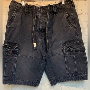 Abercrombie & Fitch Blue Cargo Distressed Heavy Canvas Shorts 34